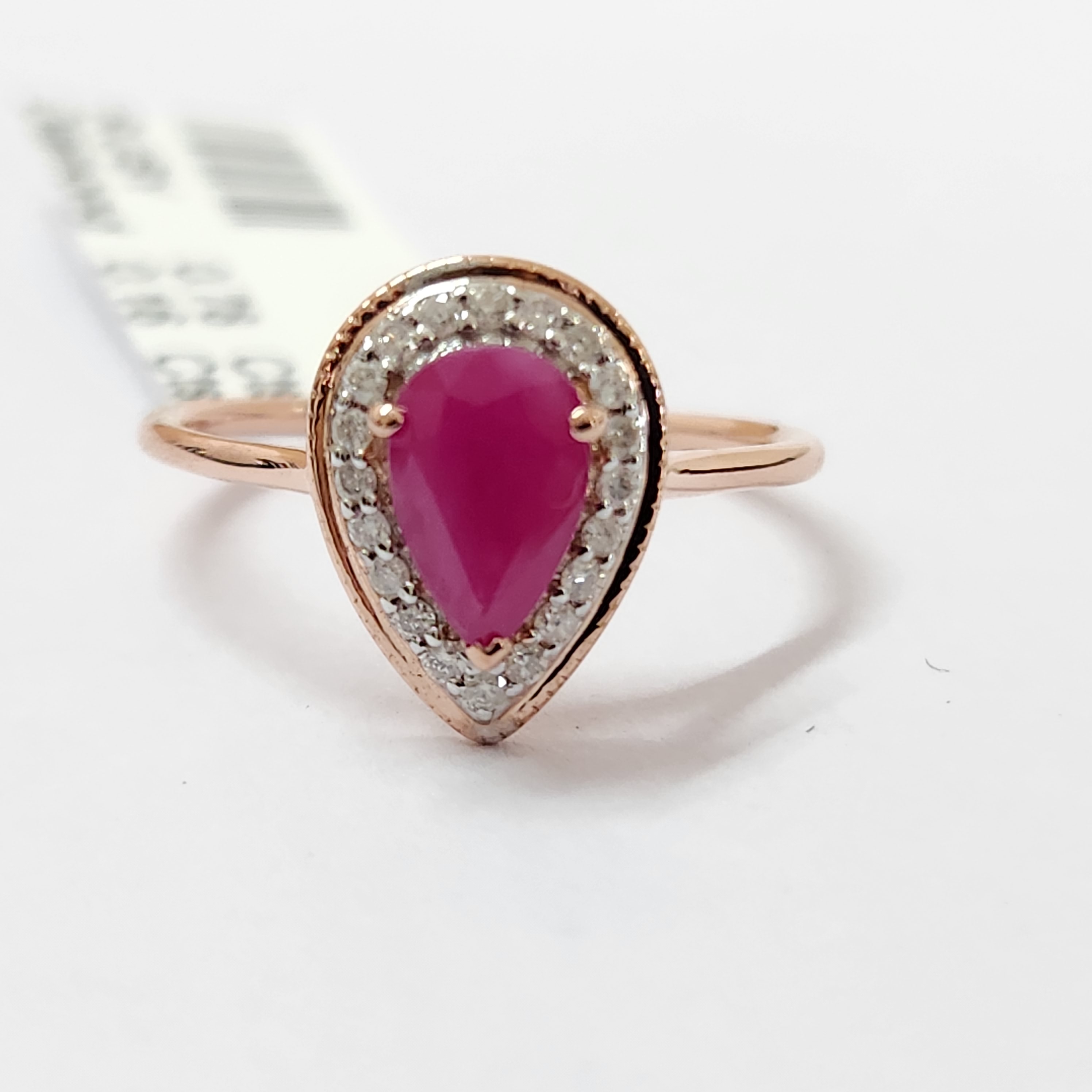 Sleek 18K Rose Gold Ruby Diamonds Ring