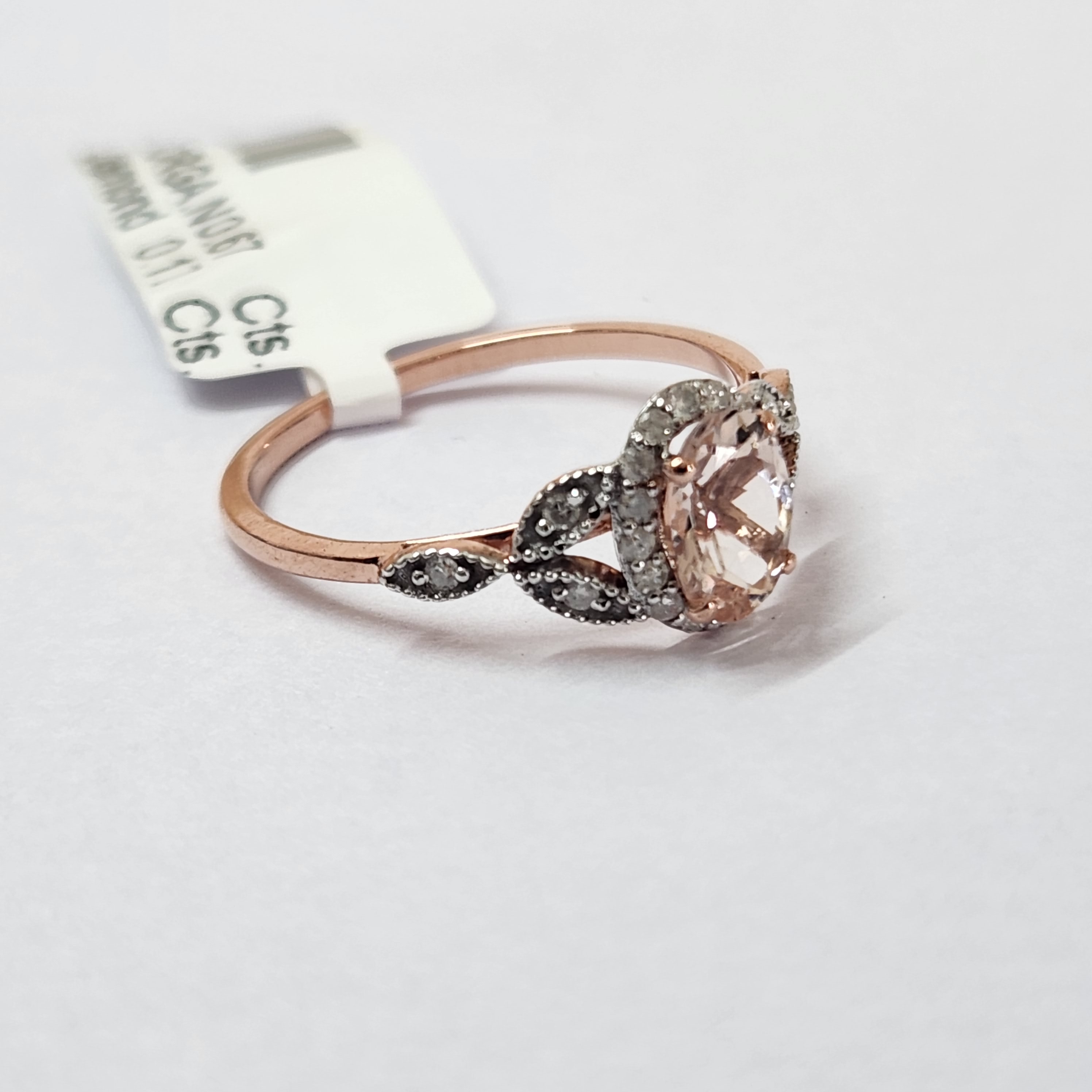 Oval Morganite 18K Rose Gold Diamonds Ring