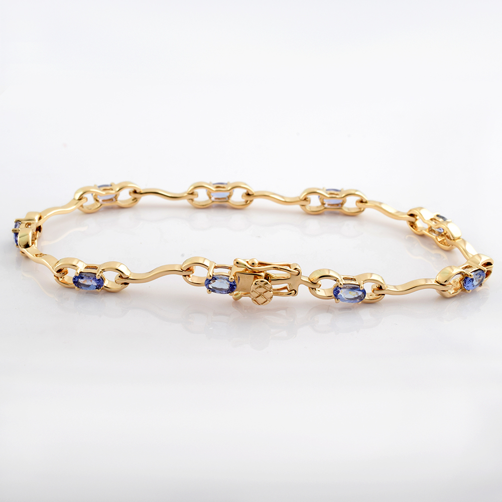 14K Yellow Gold with Premium Quality Tanzanite Bracelet