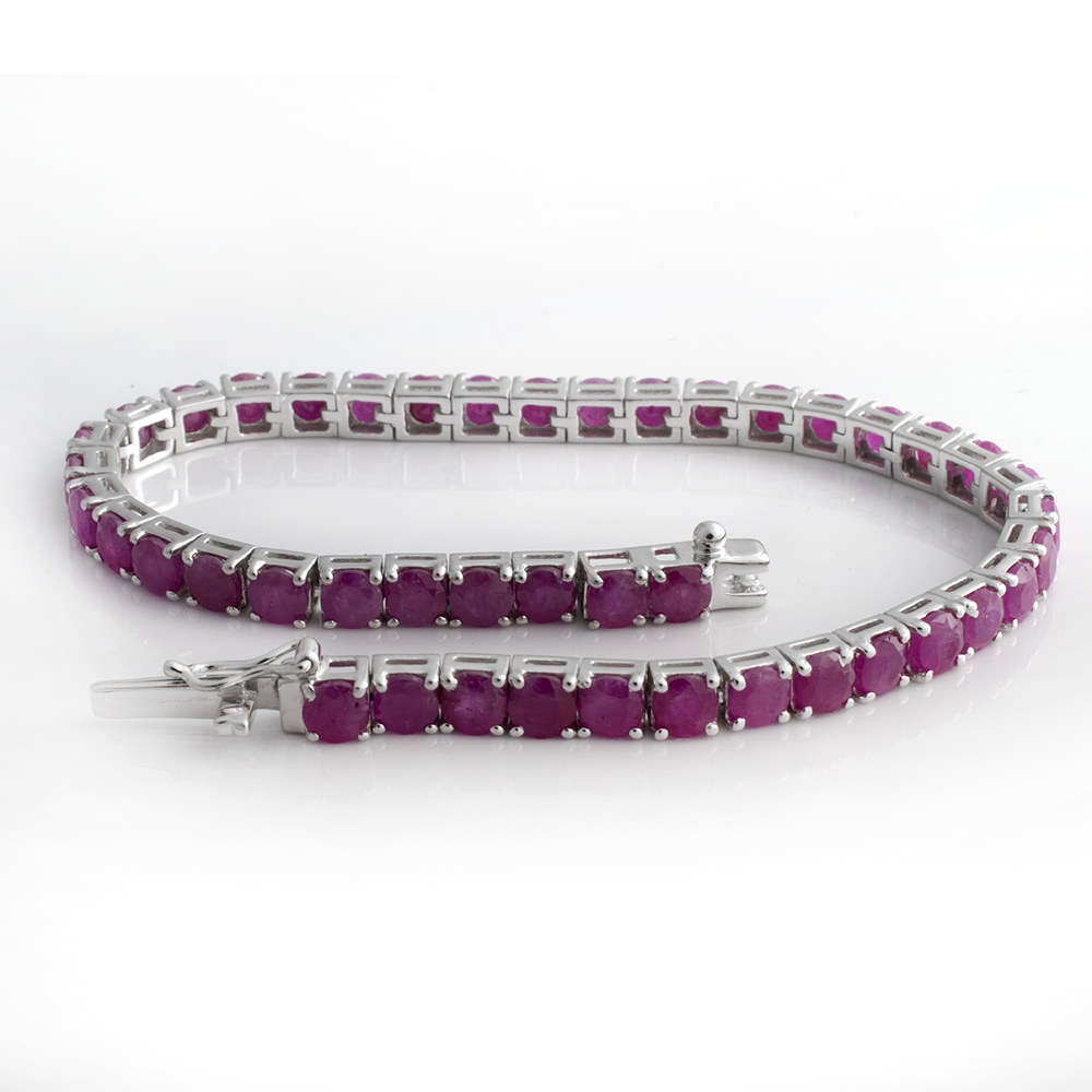 Beautiful Ruby Silver Tennis Bracelet