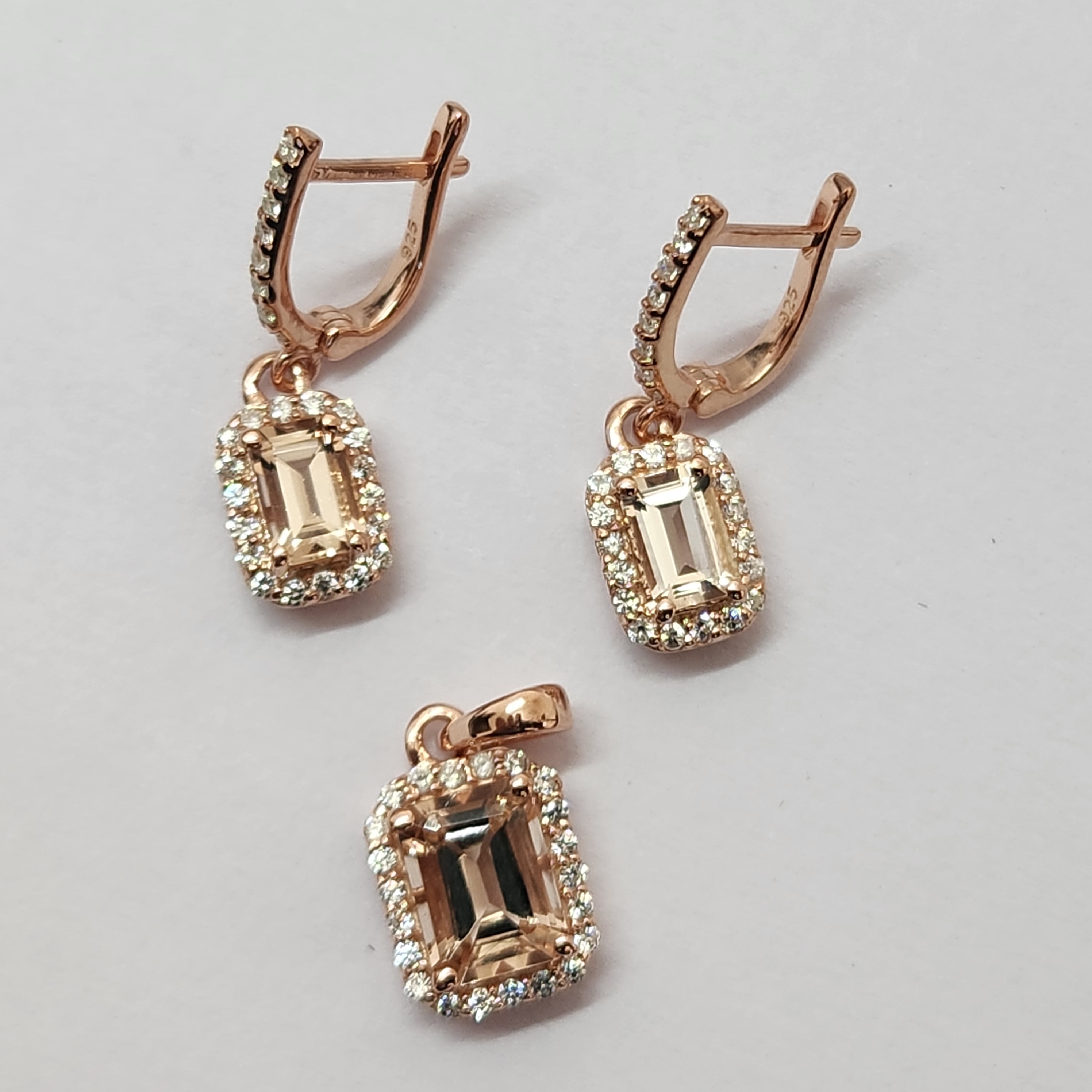 Attractive Rose Gold Plated Earrings Pendant Set