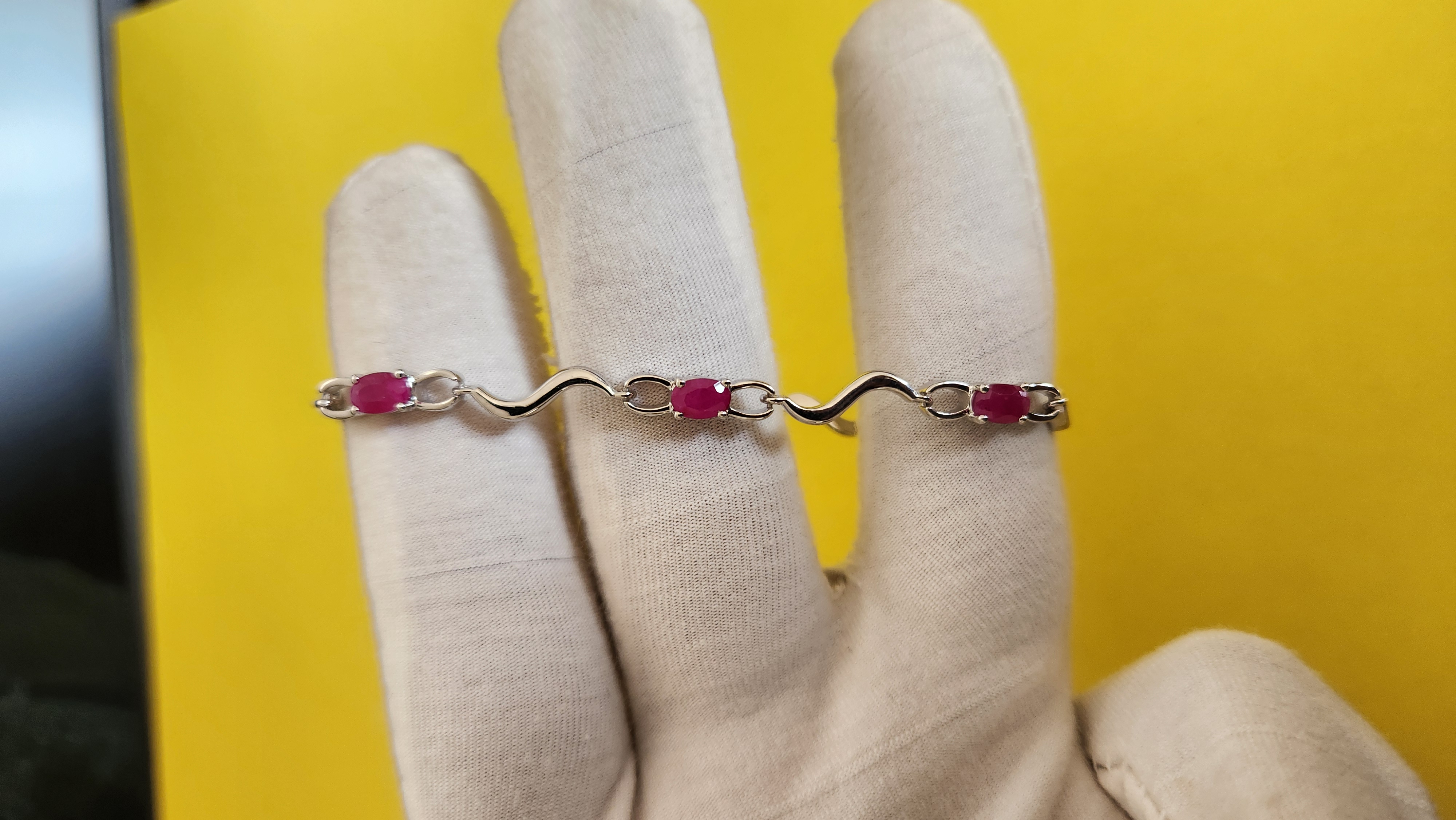 Sleek 925 Silver Ruby Bracelet