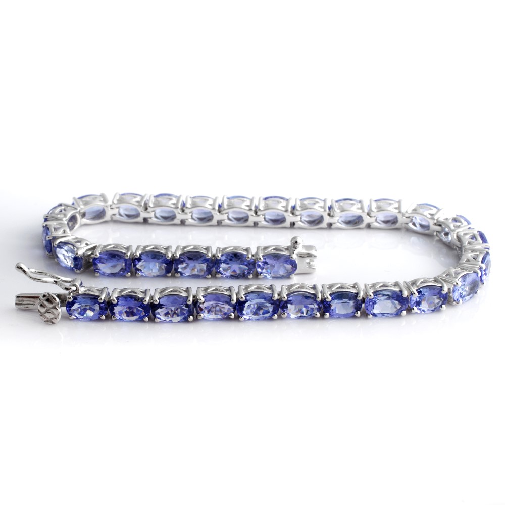 Oval Gemstone Silver Tennis Bracelet