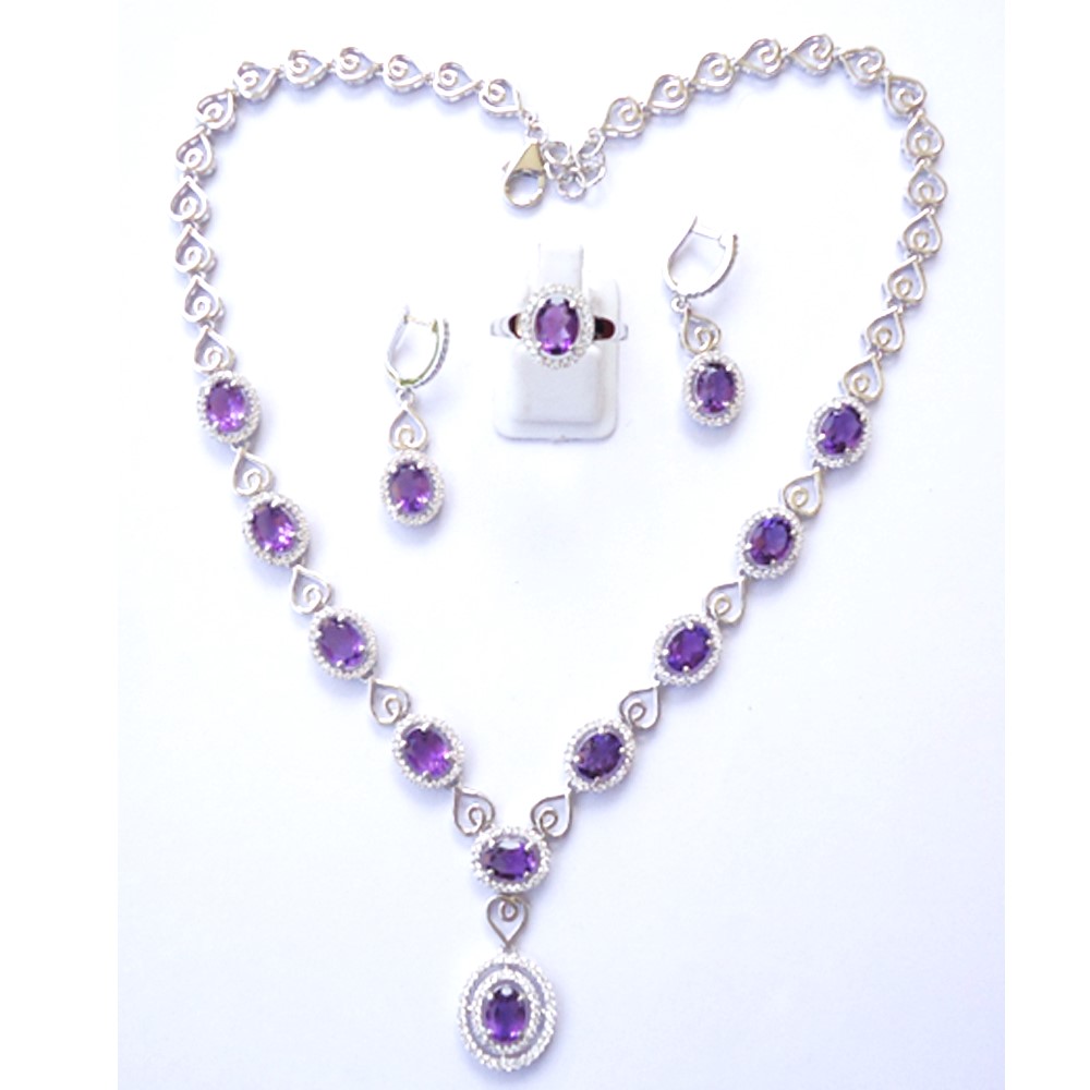 Classic Amethyst Necklace in 925 Sterling Silver