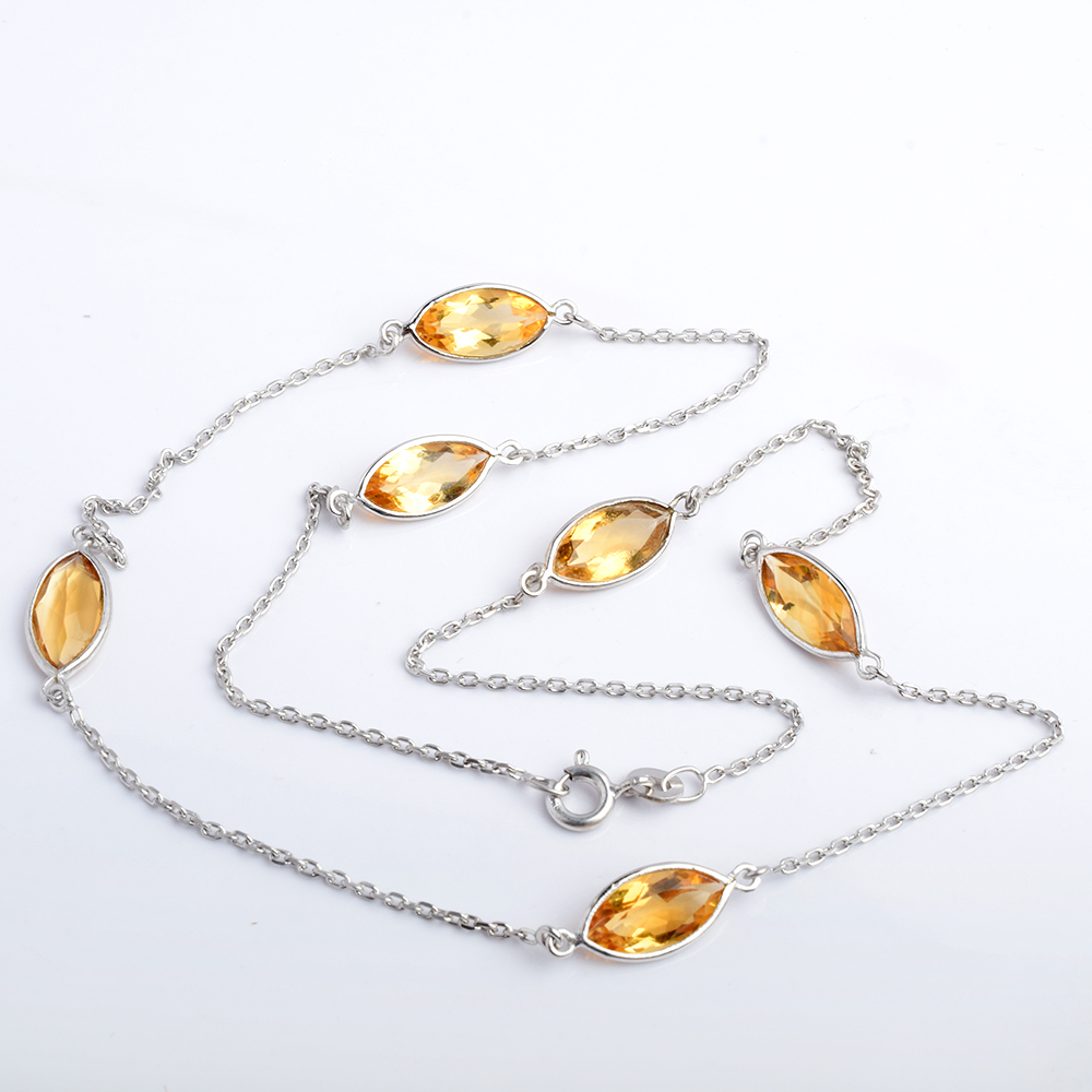 Beautiful Yellow Citrine in 925 Silver Chain to Make Necklaces