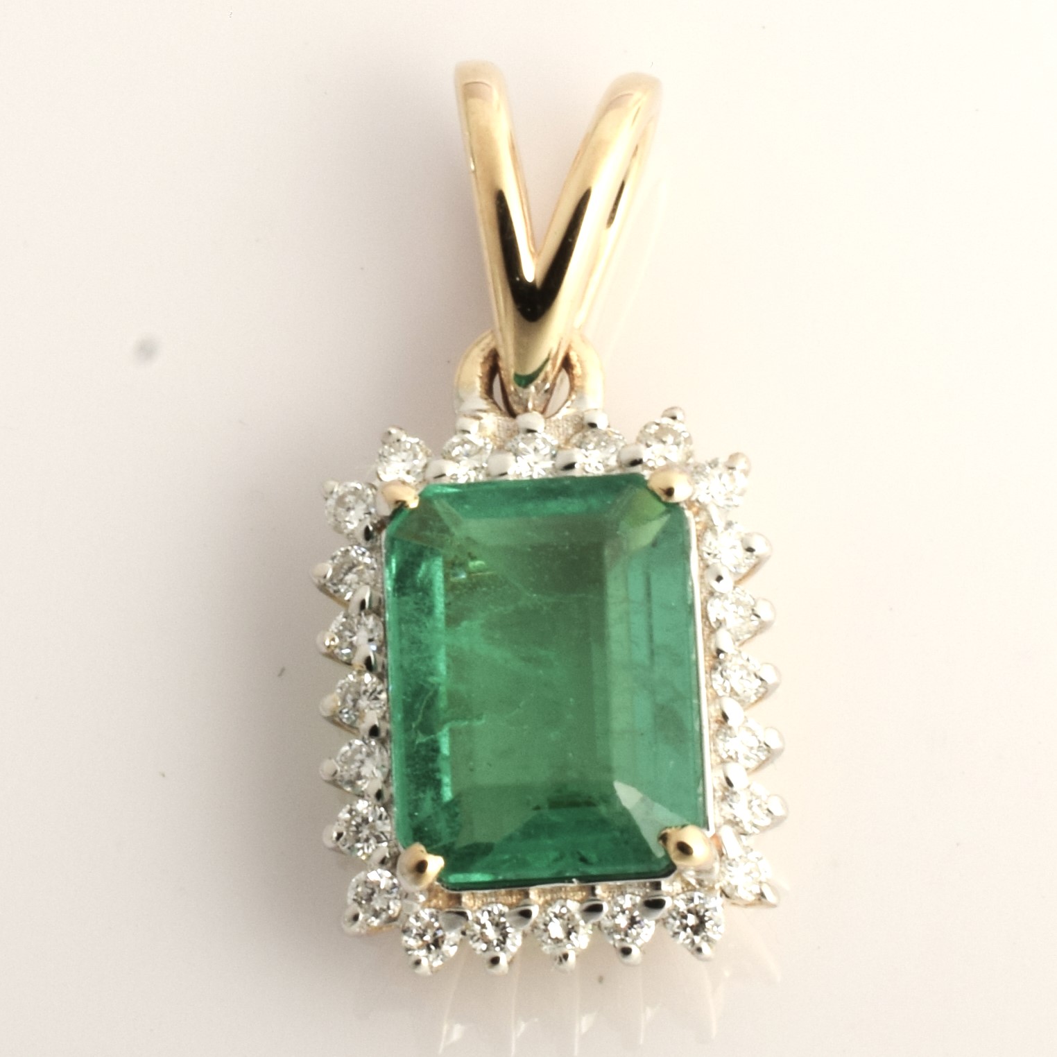 Octagon Emerald Diamonds Pendant