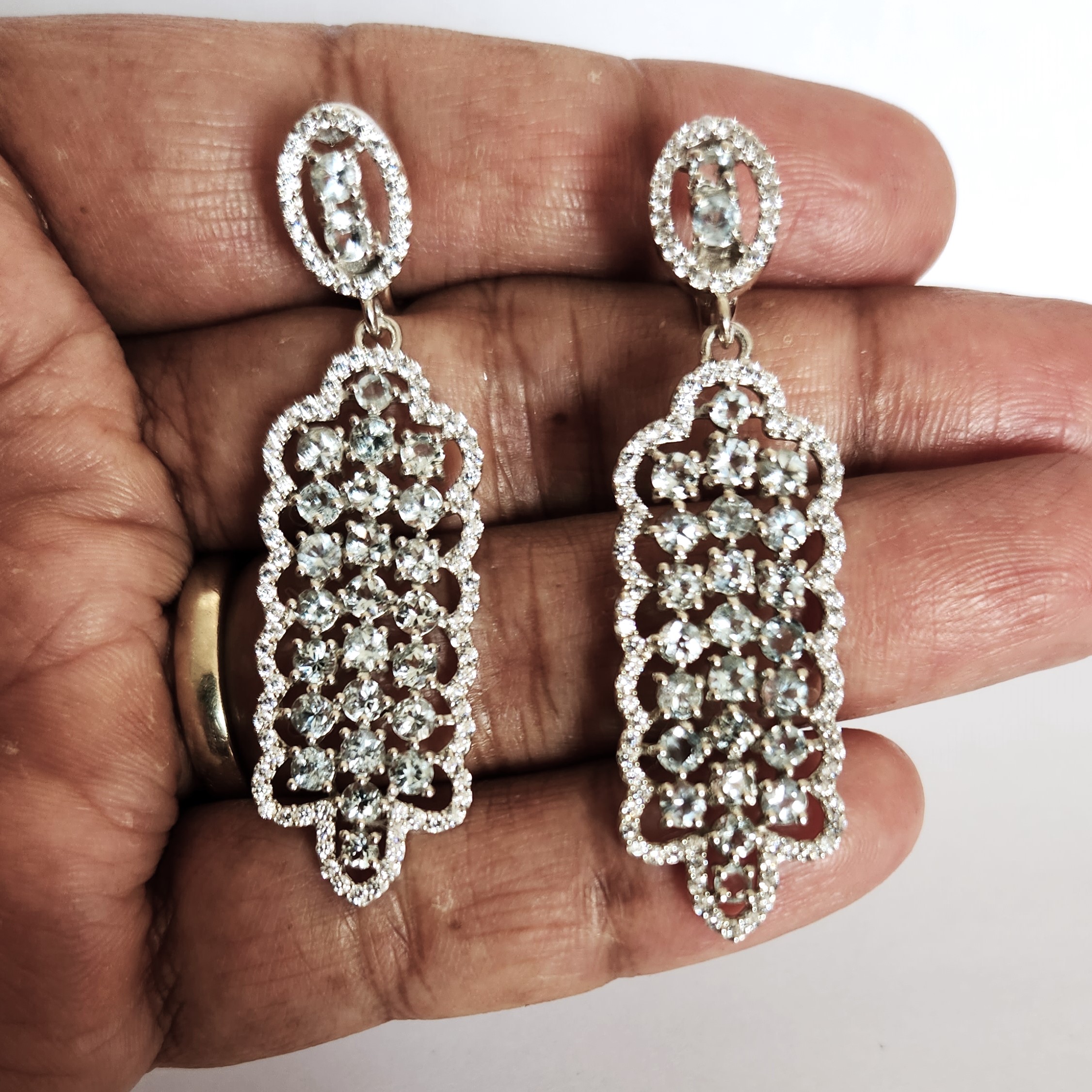 925 Silver Aquamarine Party Wear Earrings